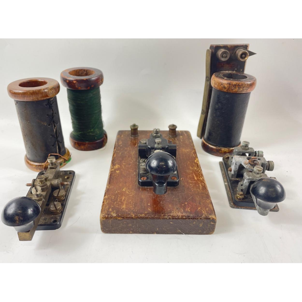 antique-morse-code-machine-on-wooden-base-dimensions-18cm-x-10cm